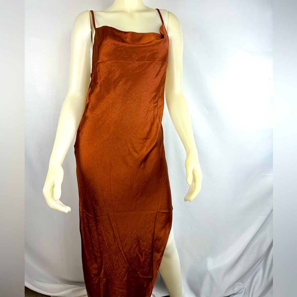 Aigeman Spaghetti Strap Silky Dress with Side Split (size 12)